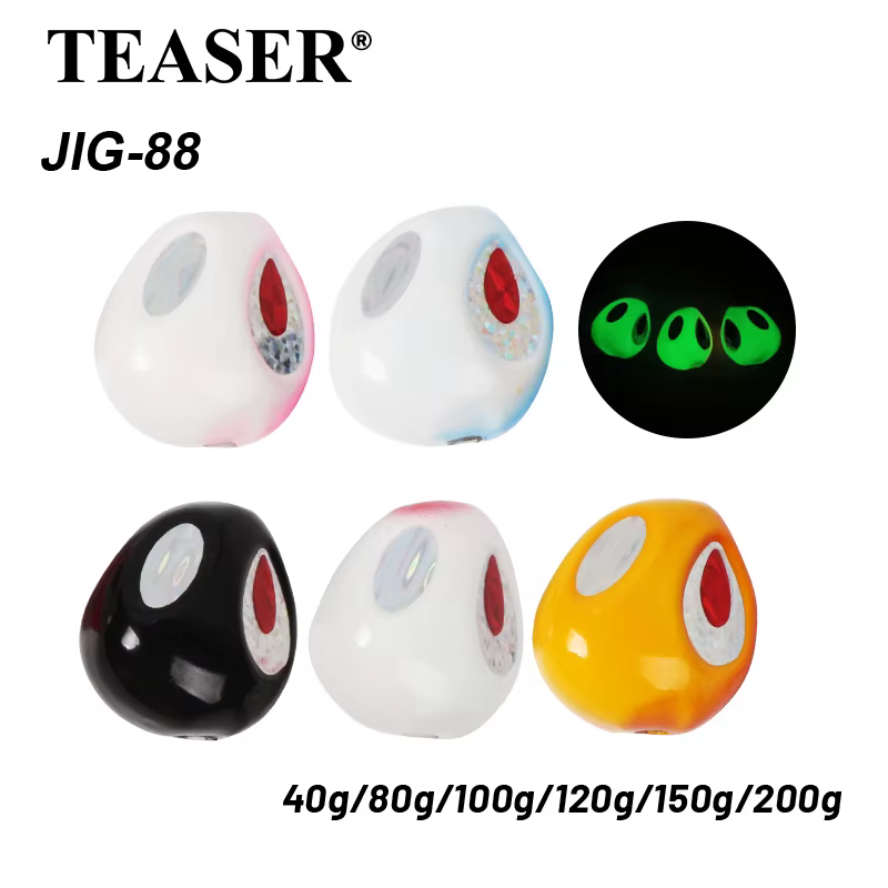 Moon Fish Head TEASER J88 – Cebo luminoso para pesca en barco, 60-200g - imagen 2