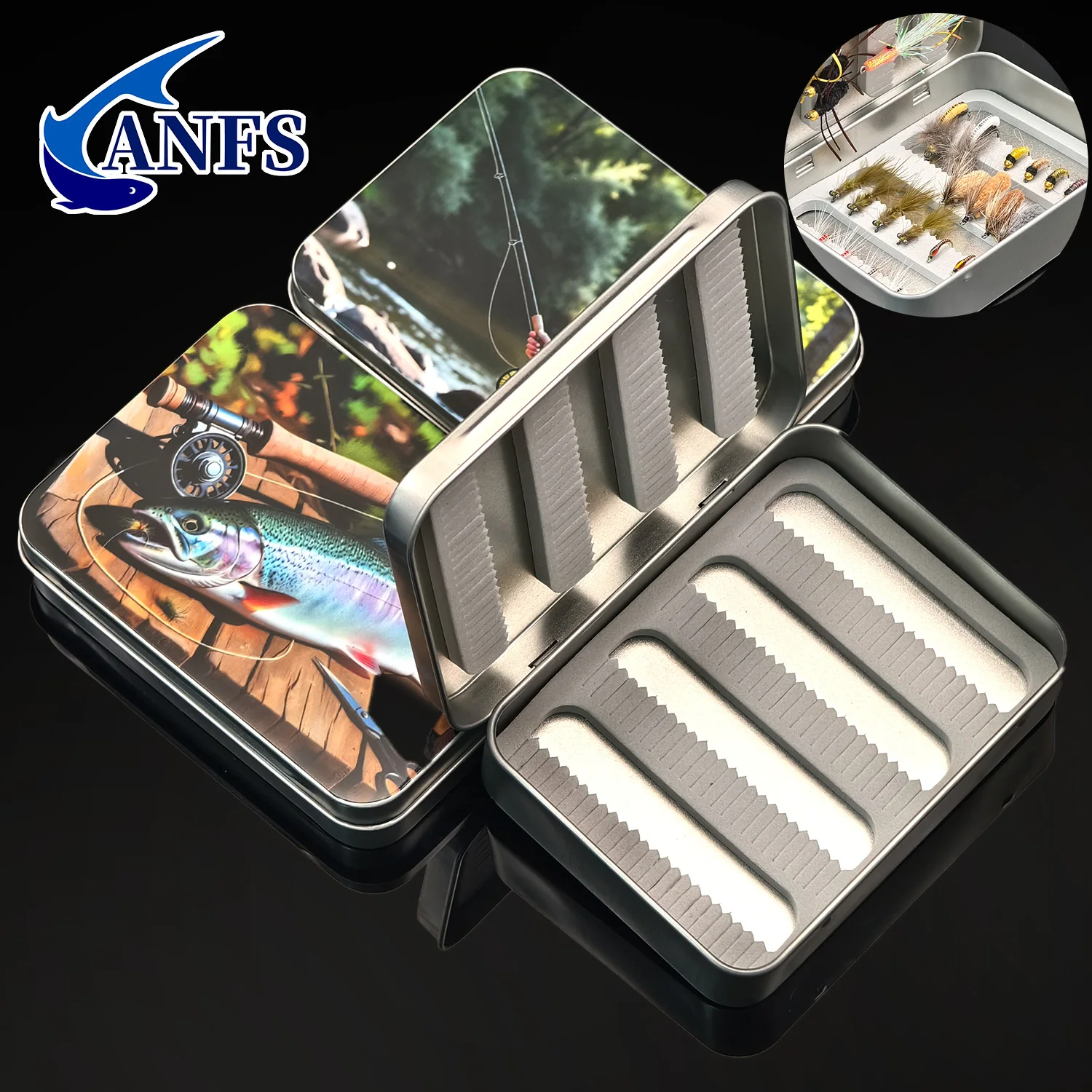 ANFS Estuche metálico para pesca con mosca y aparejos regalo - imagen 4
