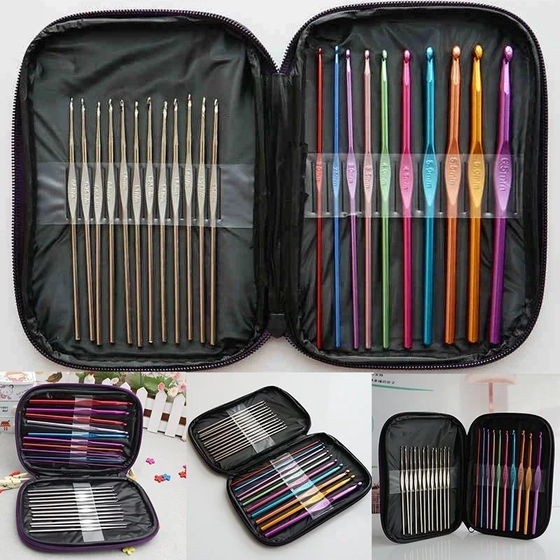 Juego de agujas de tejer ergonómicas multicolor