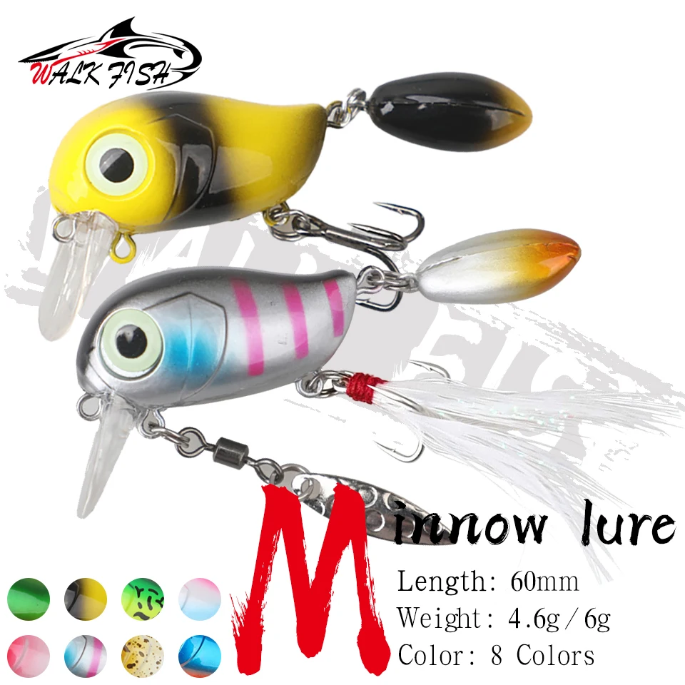 Walk Fish Crankbait de superficie giratorio con brillo para lubina - imagen 5