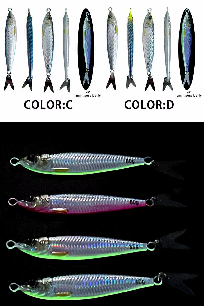 Señuelo metálico para jigging en tonos plateados
