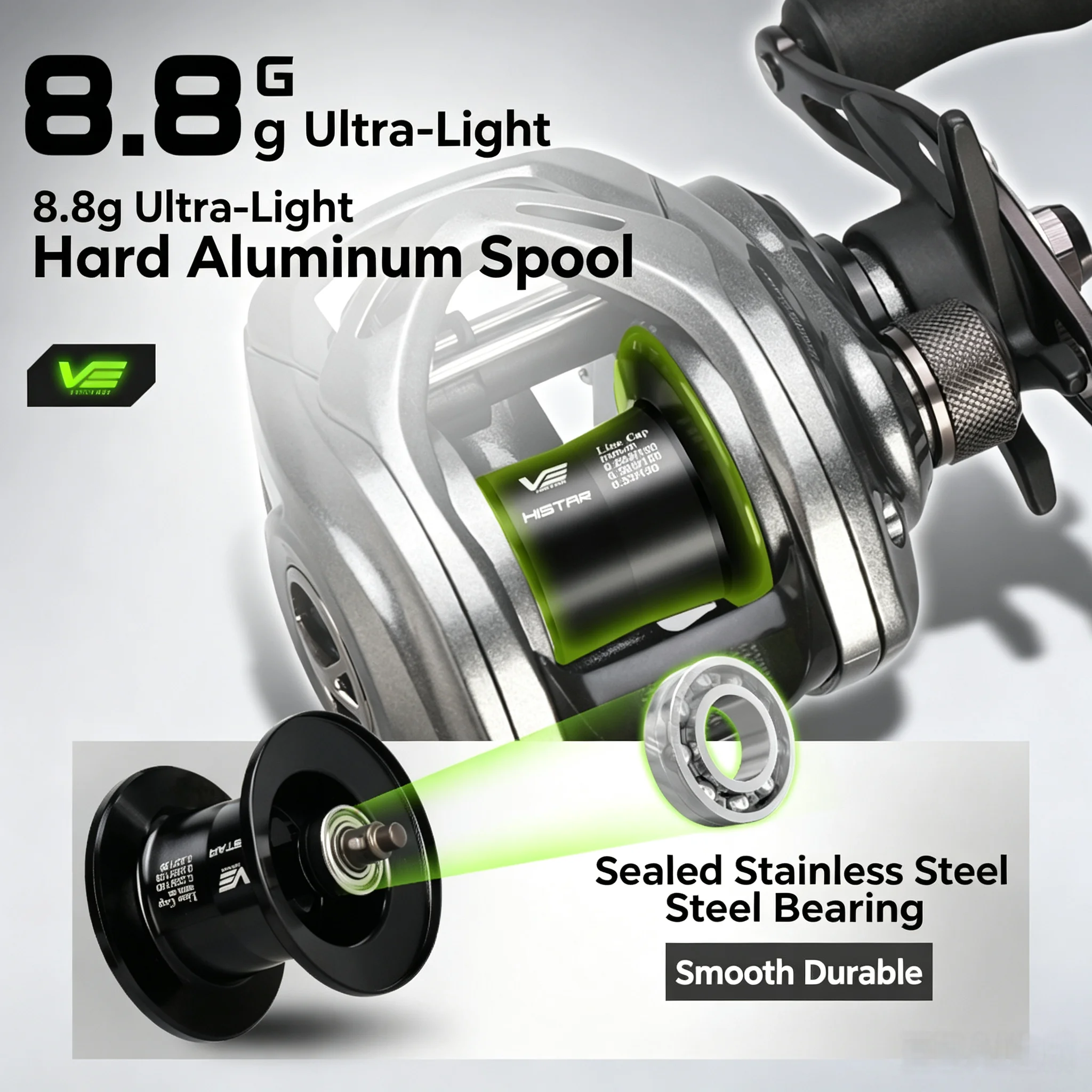 Carrete Baitcaster HASIDA Vector – liberación suave y sin fatiga - imagen 3