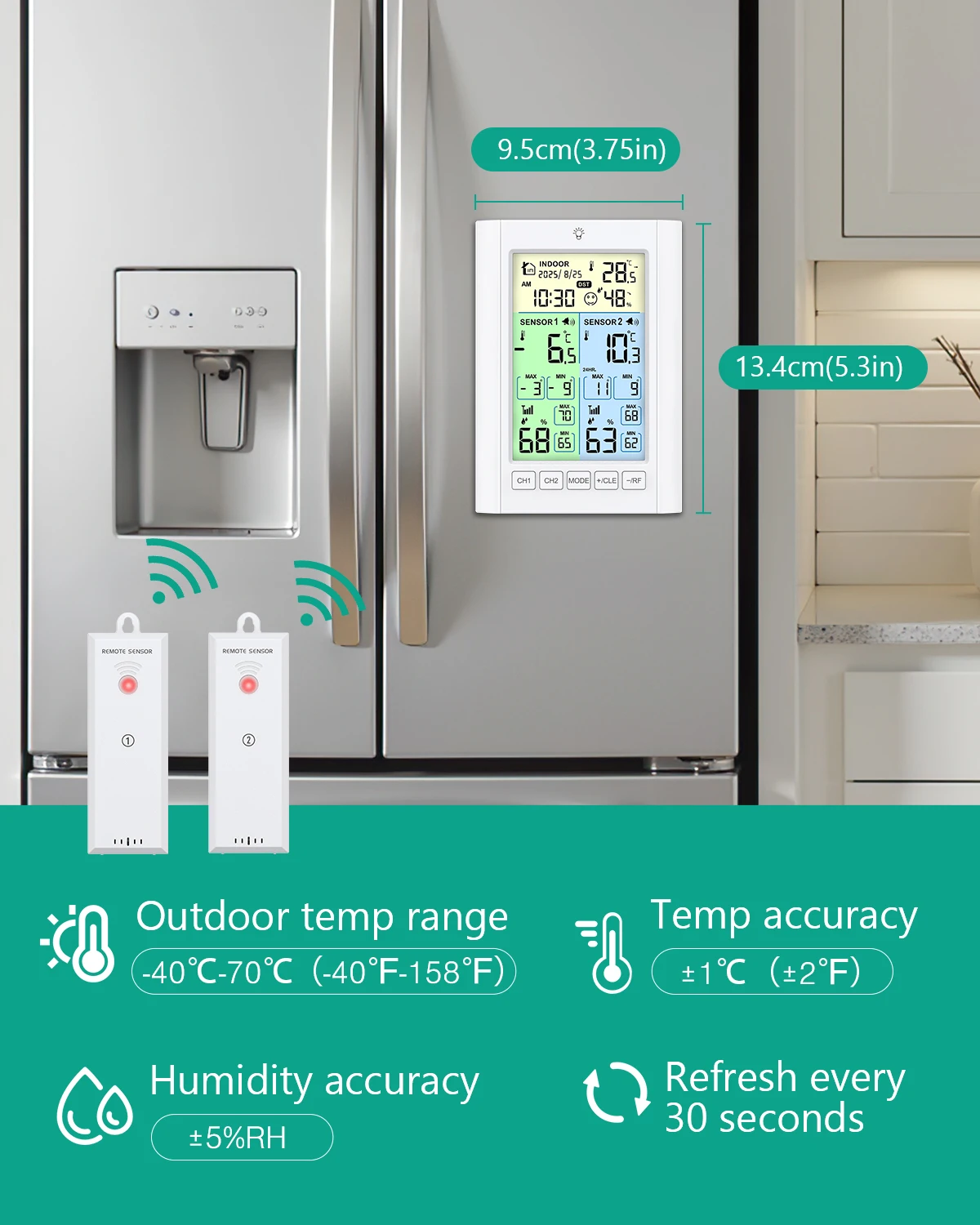 Termómetro ORIA – Inalámbrico frigorífico con alarma y doble sensor - imagen 5