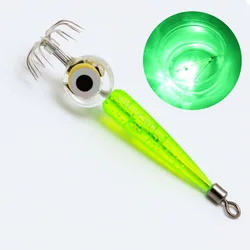 Señuelo calamar LED con anzuelo luminoso para pesca nocturna