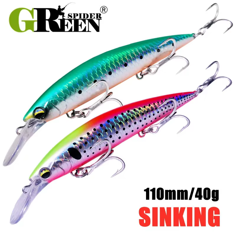 GREENSPIDER Jerkbait pesado hundimiento – Señuelo artificial lubina