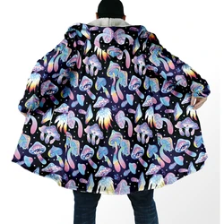 DP96 Capa hombre con capucha lana gruesa 3D setas psicodélicas pesca