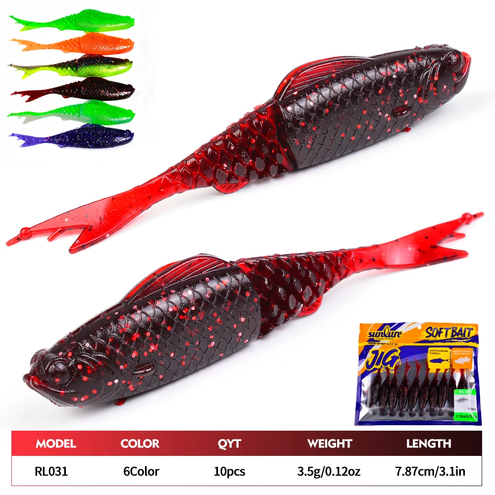 Sunlure señuelo blando cola en T para lubina, pesca artificial - imagen 2