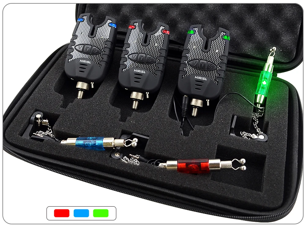 Hirisi 3 alarma de pesca de carpa con LED azul y swinger