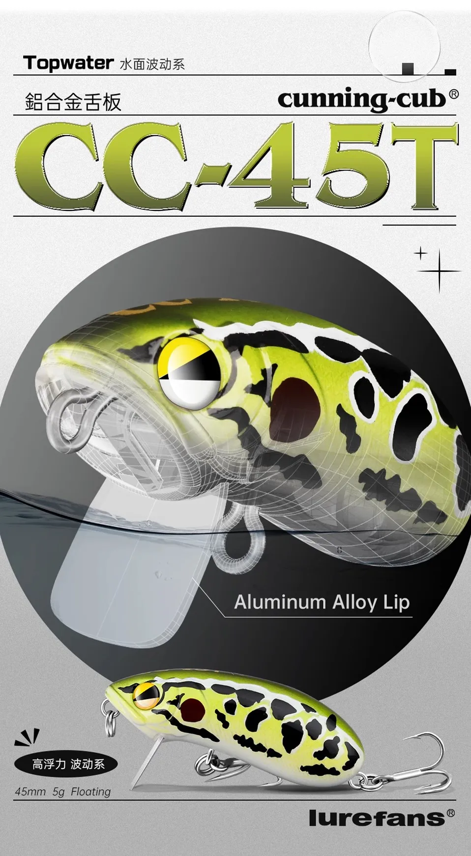 Vista frontal del señuelo Lurefans CC45T Minnow