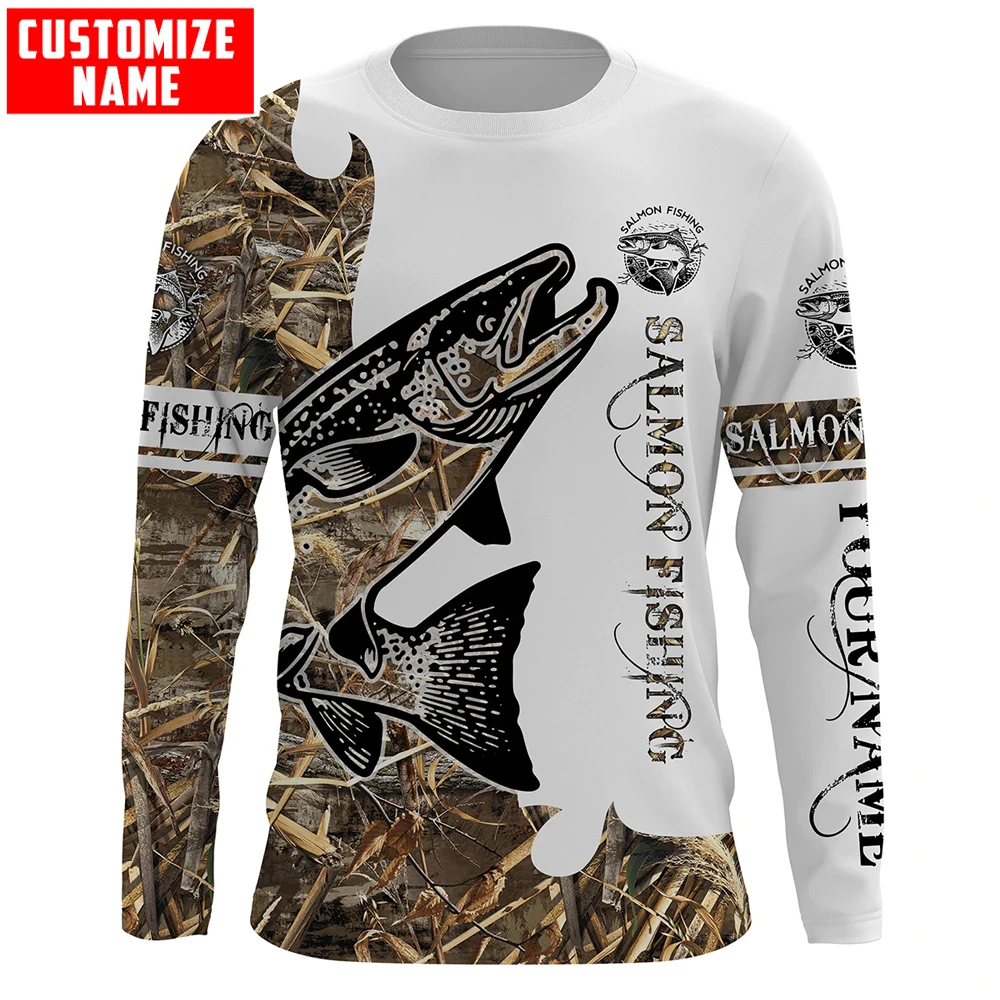 Sudadera con capucha 3D pesca salmón nombre personalizado – Unisex - imagen 5