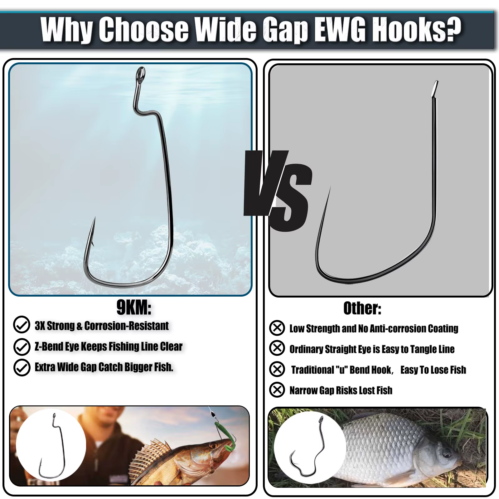 Anzuelos EWG Texas Obsession – Extra Wide Gap para lubina y deslizados - imagen 3