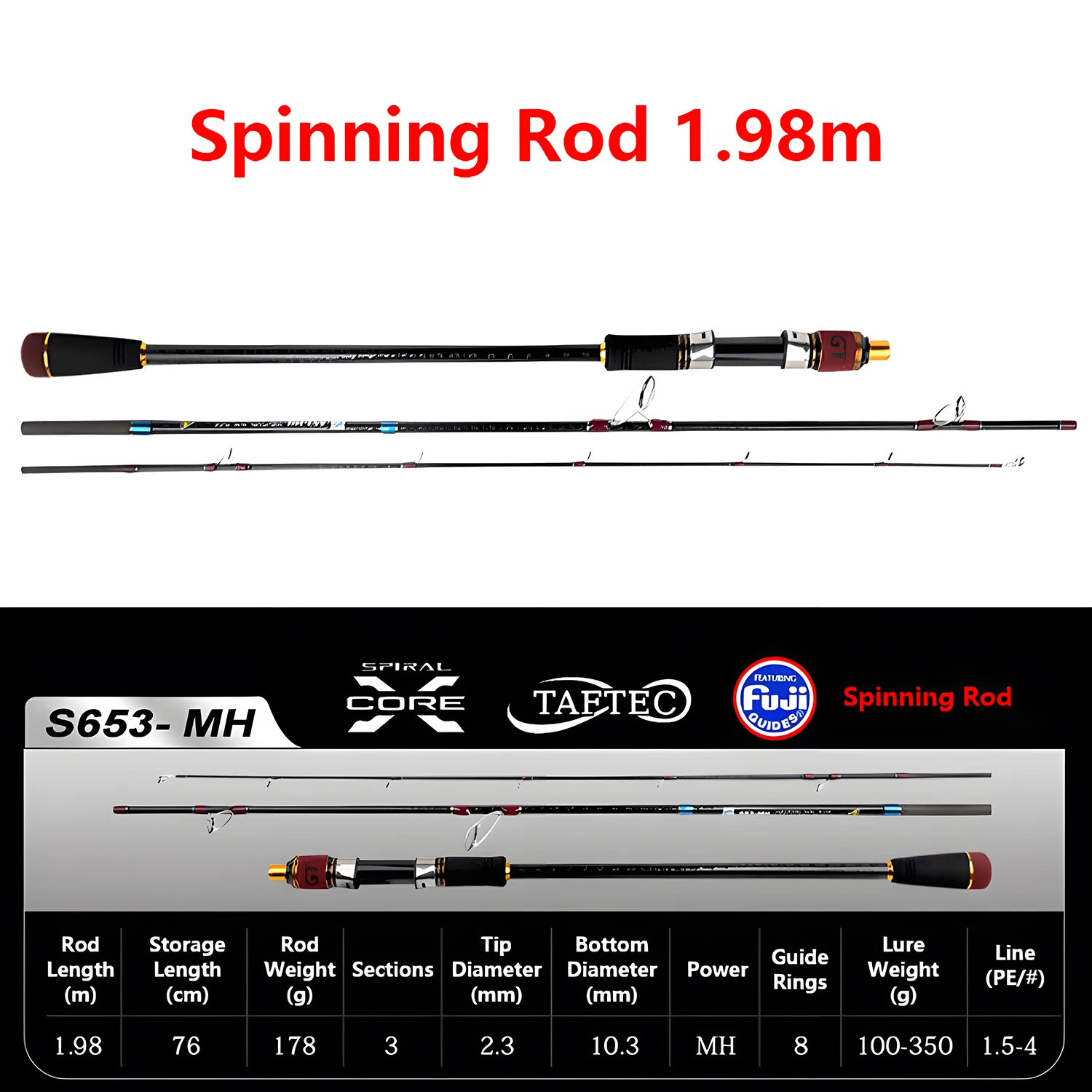 Caña FUJI jigging lento para pulpo, calamar y sepia carbono