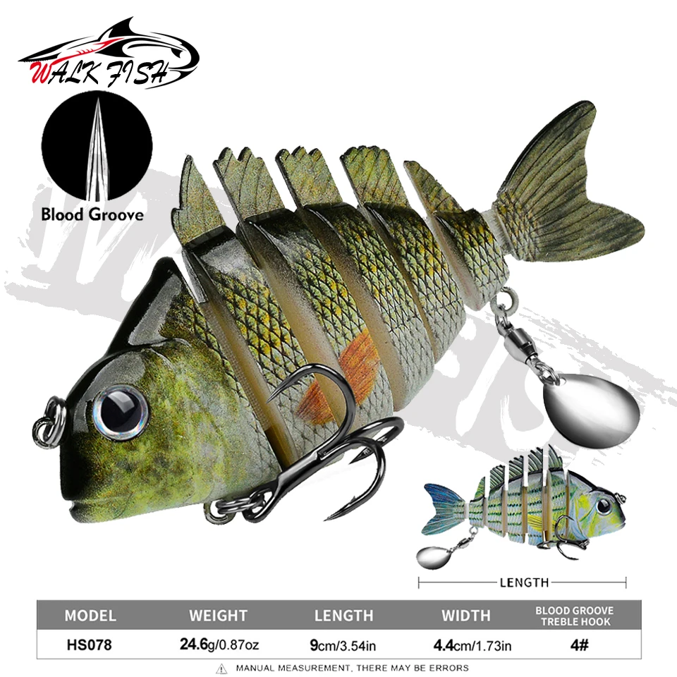 Acción de natación lenta en señuelo multi-swimbait