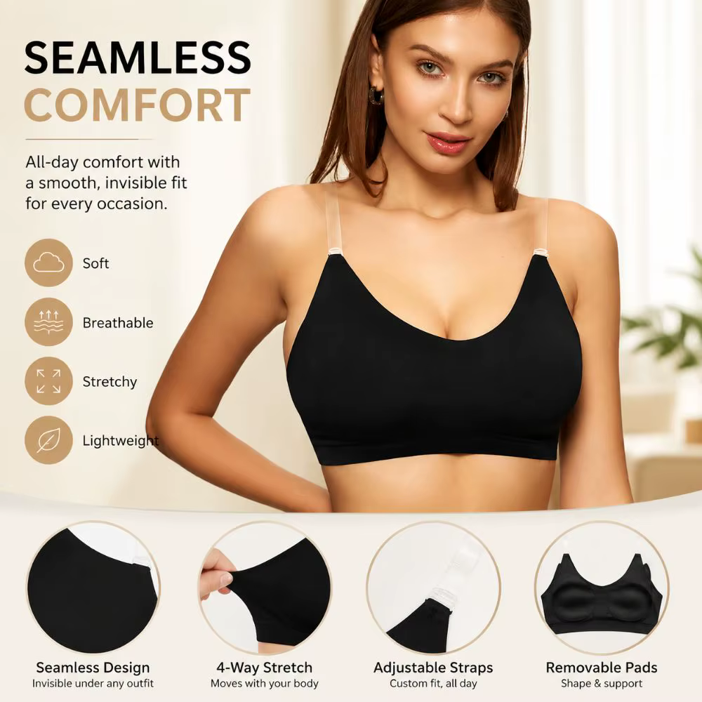 Sujetador Push-Up Sin Aros Acolchado y Transpirable para Diario