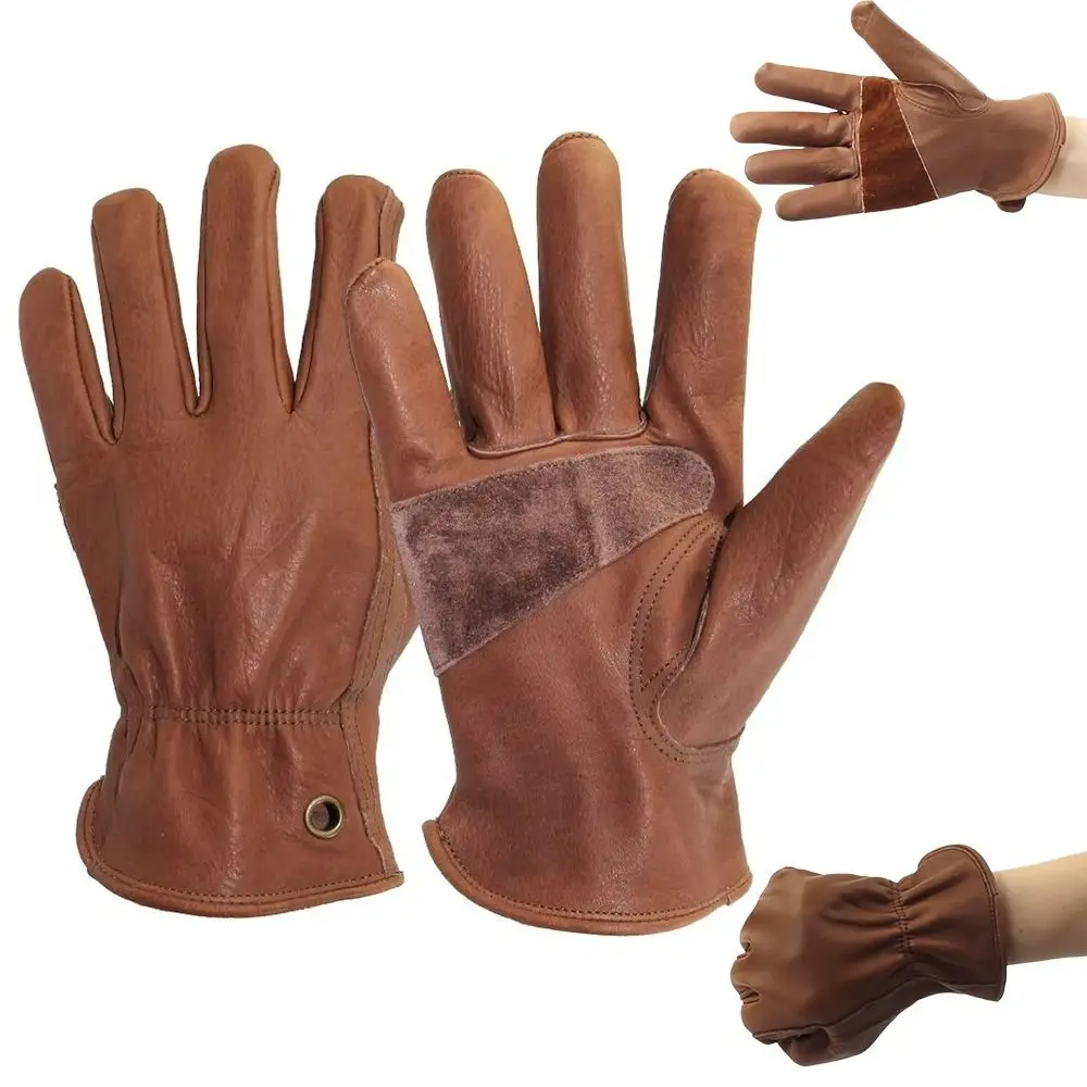 Guantes de cuero vintage Marrón con tinte tie-dye – Motocicleta - imagen 3