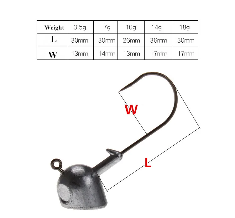 Anzuelo Jig Head con soporte de bola para lubina y vinilo - imagen 5
