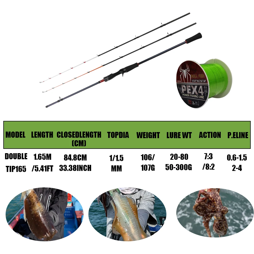 Caña de calamar ROLLFISH – Carbono ultraligero para alta mar