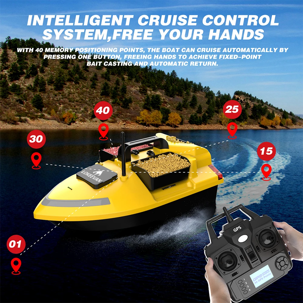 Barco cebador con GPS LOKEEVAN – Tanques de alimento y retorno a casa - imagen 2