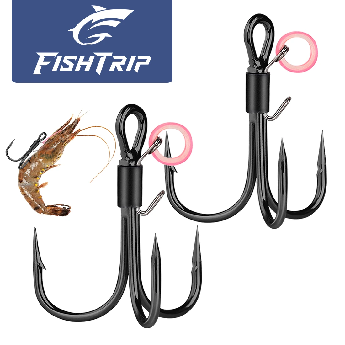 Juego de 10 anzuelos triples FishTrip para camarones vivos
