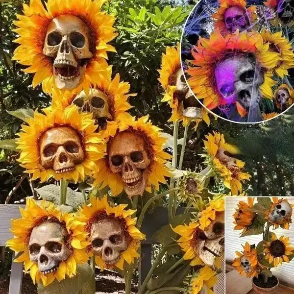 Decoración de calavera floral para jardín y patio