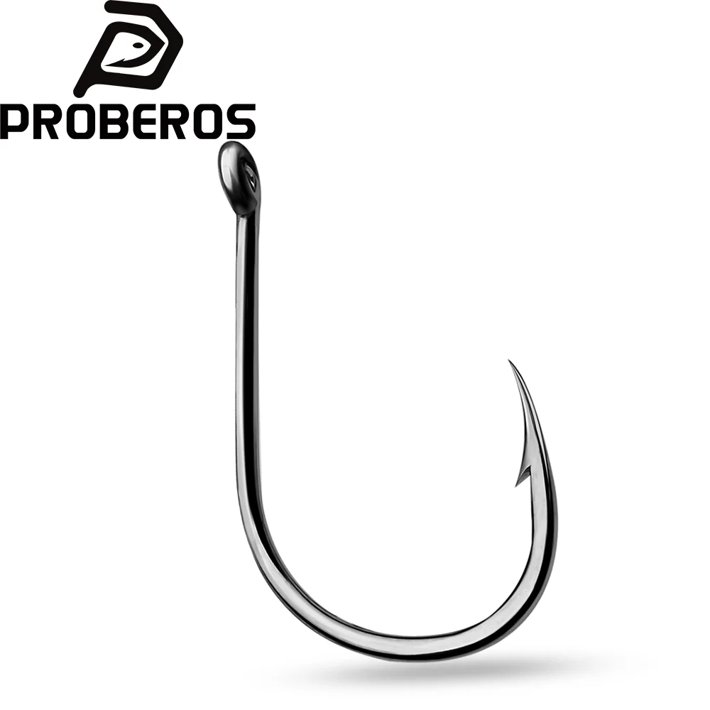 PROBEROS Anzuelo de pesca agua salada con anillo y acero al carbono