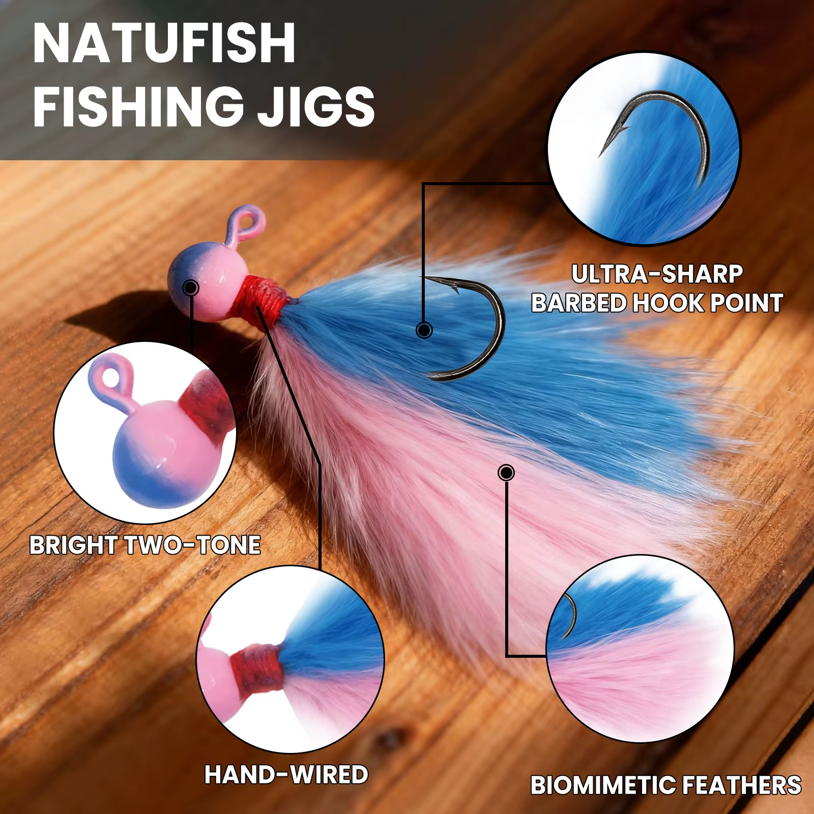 FishTrip Marabou Jig – Anzuelo de pluma con plomo para lubina y trucha - imagen 5