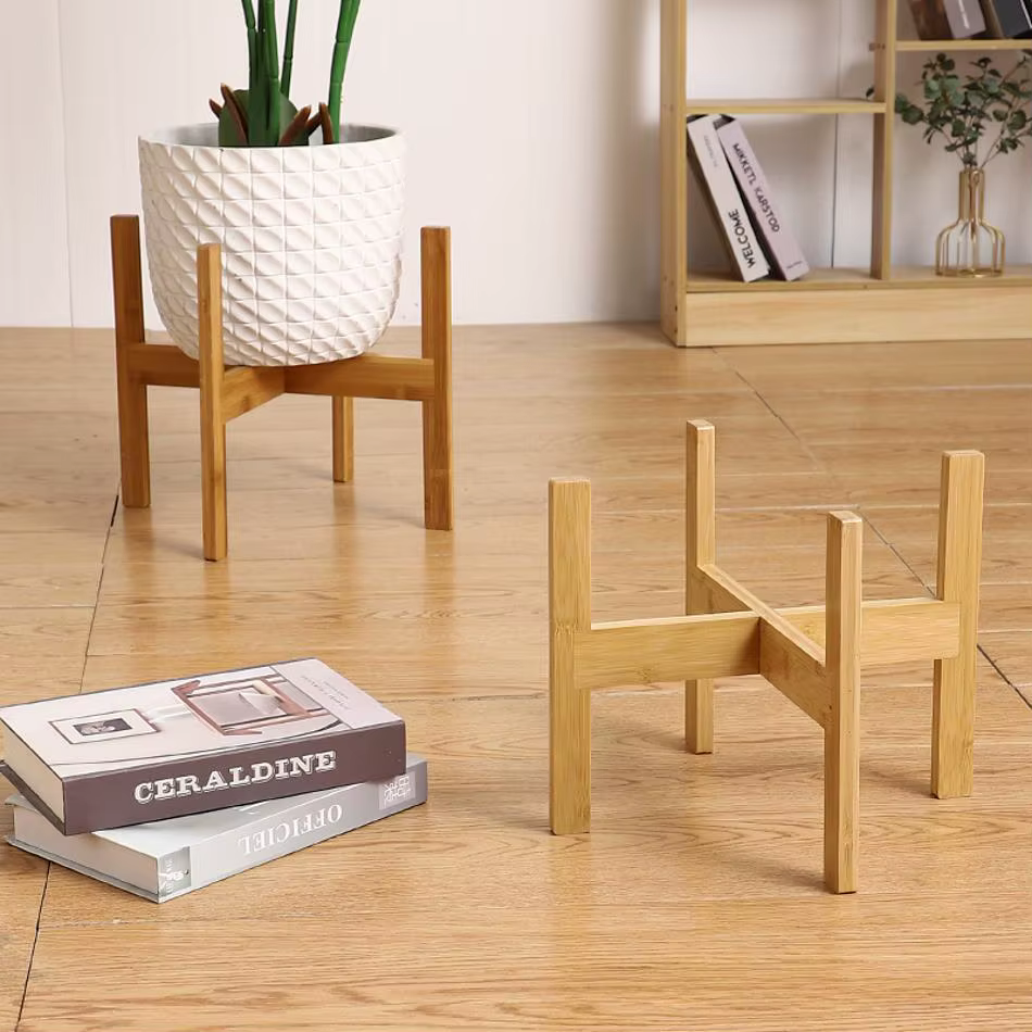 Macetero de Madera con Estante Cruzado – Decoración Hogar y Jardín - imagen 4
