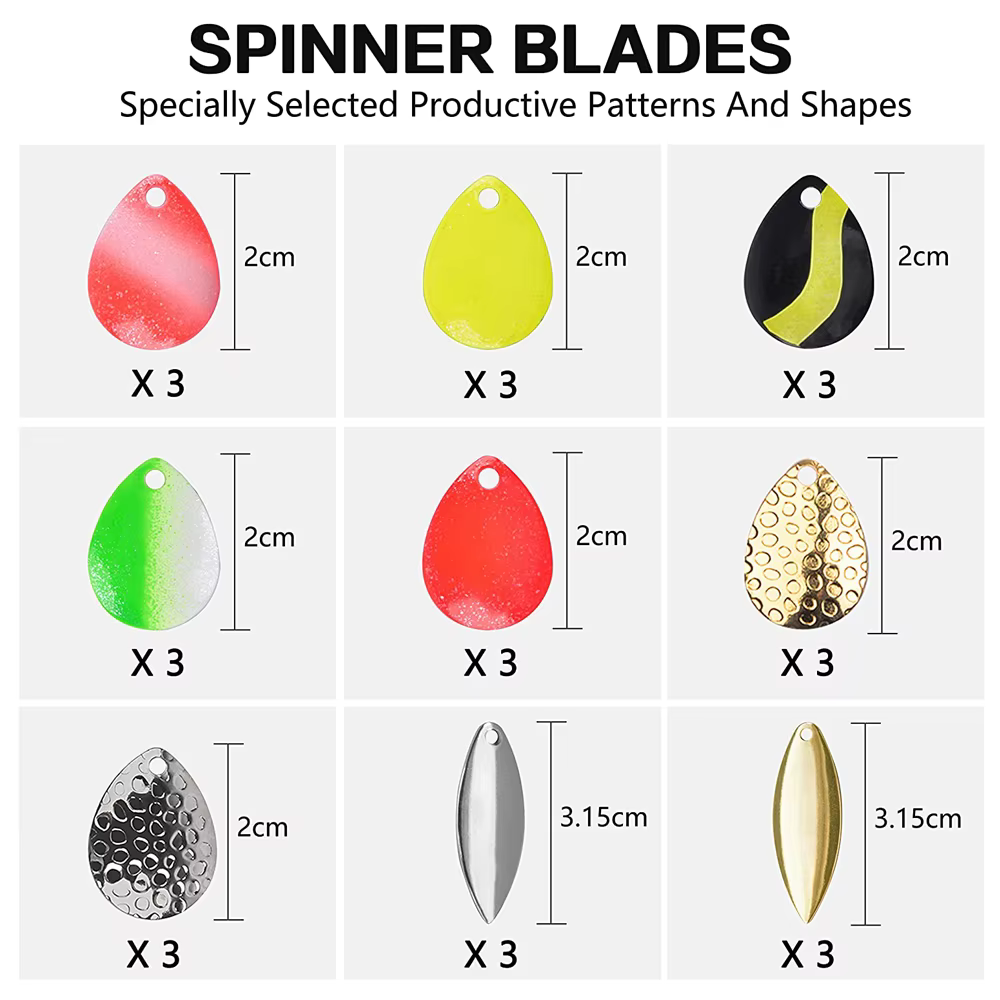Set 199 Señuelos Spinning Colorado – Cuchillas, Spinners y Vinilos - imagen 4
