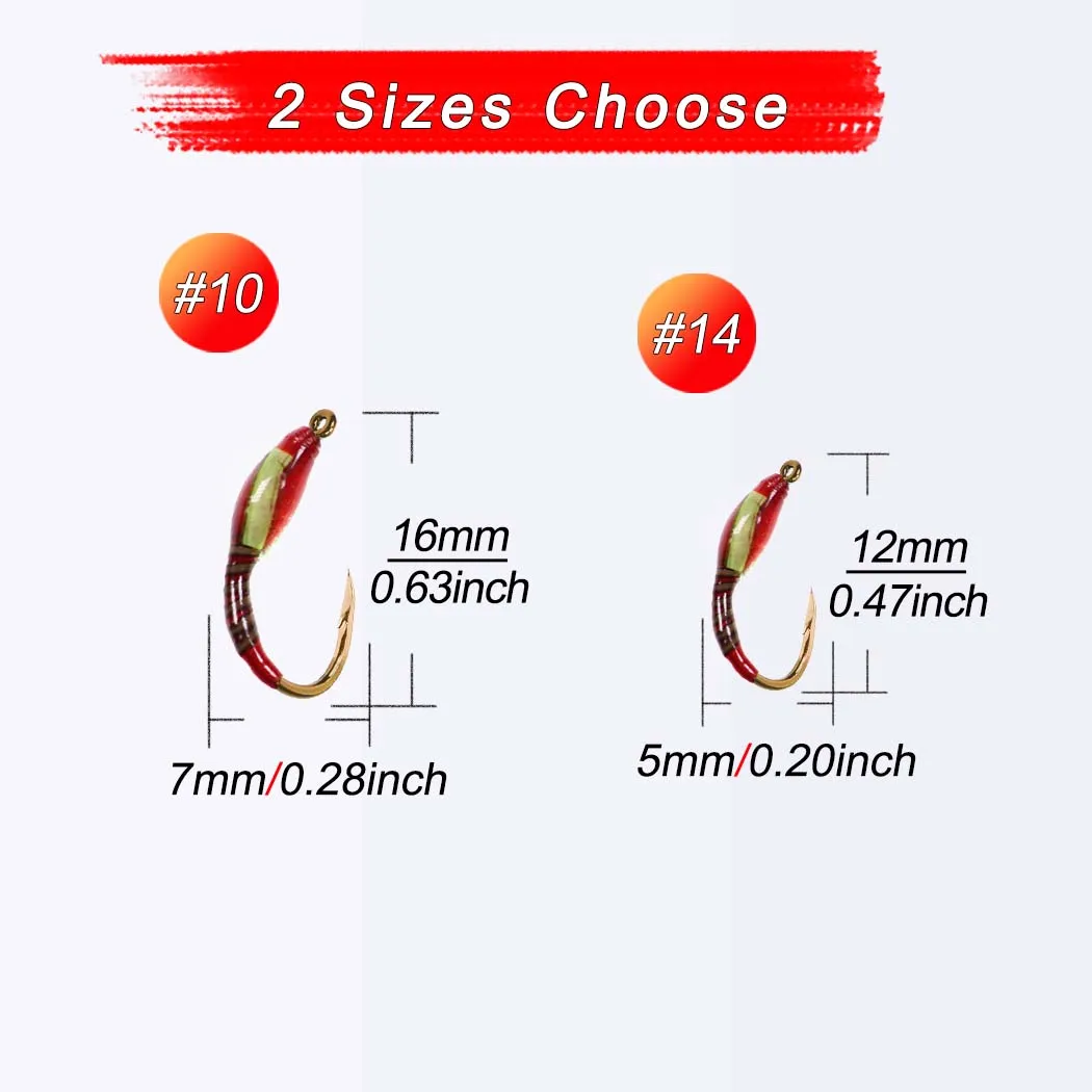 Ninfas Caddis en varios colores