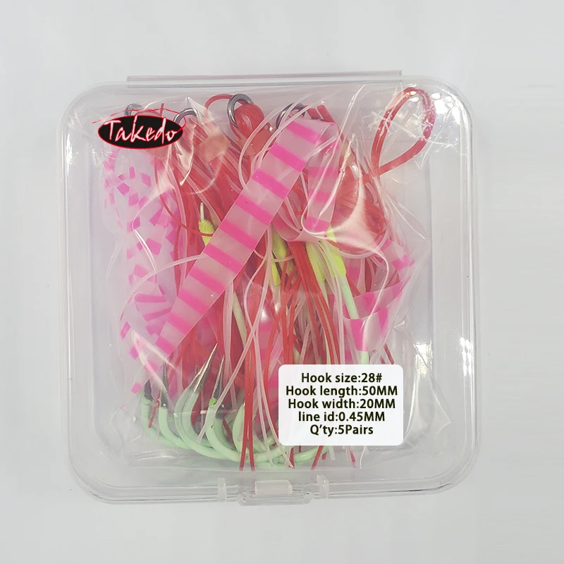 Anzuelos Jigging TAKEDO MARUSEIGO 28 – Fluorocarbono falda silicone para lubina - imagen 3