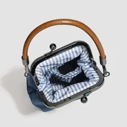 Bolso bandolera vintage azul marino para mujer, estilo diseñador