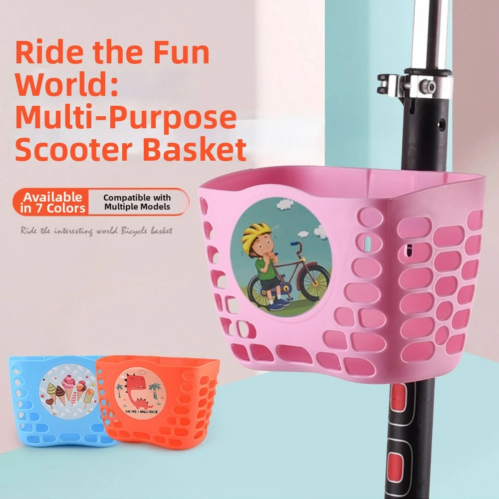 Cesta manillar scooter infantil multicolor con hebillas colgantes - imagen 4
