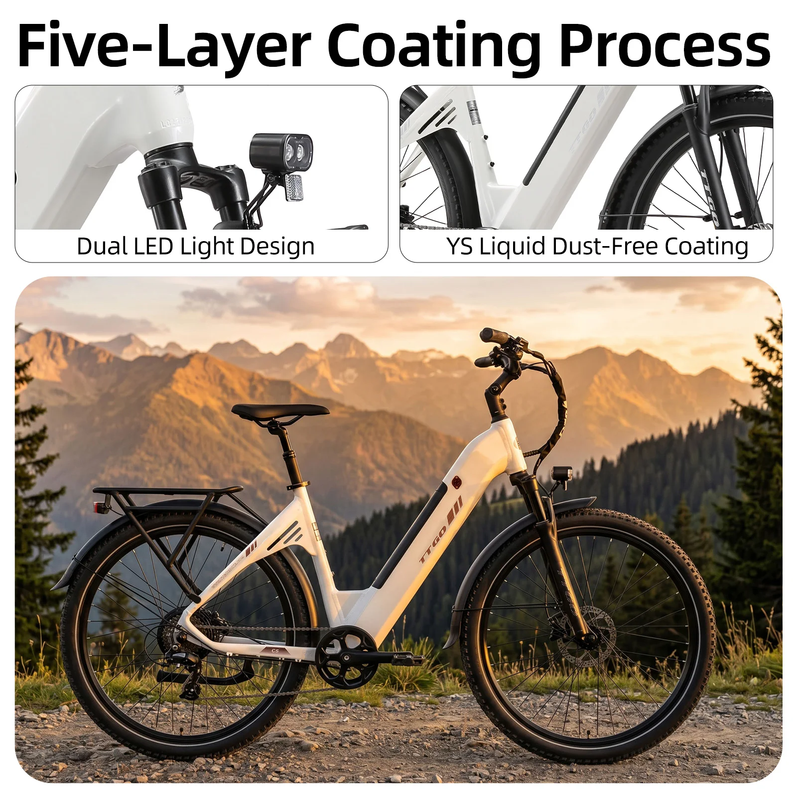 TTGO C5 Bicicleta eléctrica con frenos hidráulicos, LCD y suspensión - imagen 2