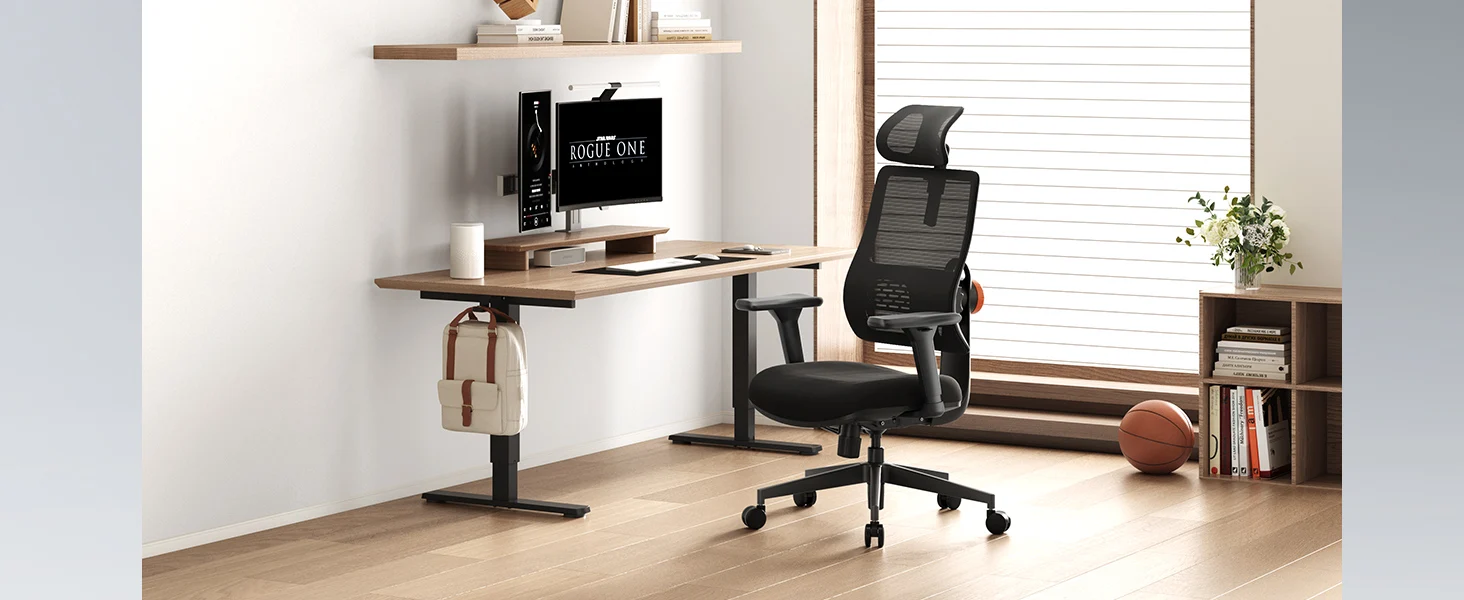 Vista frontal de la silla ergonómica NEWTRAL MAGICH003 en color gris