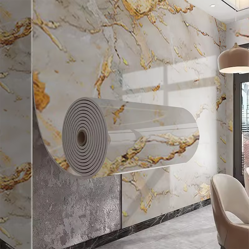 Papel pintado efecto mármol autoadhesivo – Decoración pared estilo europeo - imagen 3