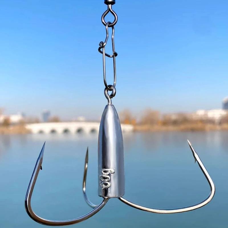 Anzuelos triples de acero alto carbono para carpas afilados – Jig Head - imagen 5