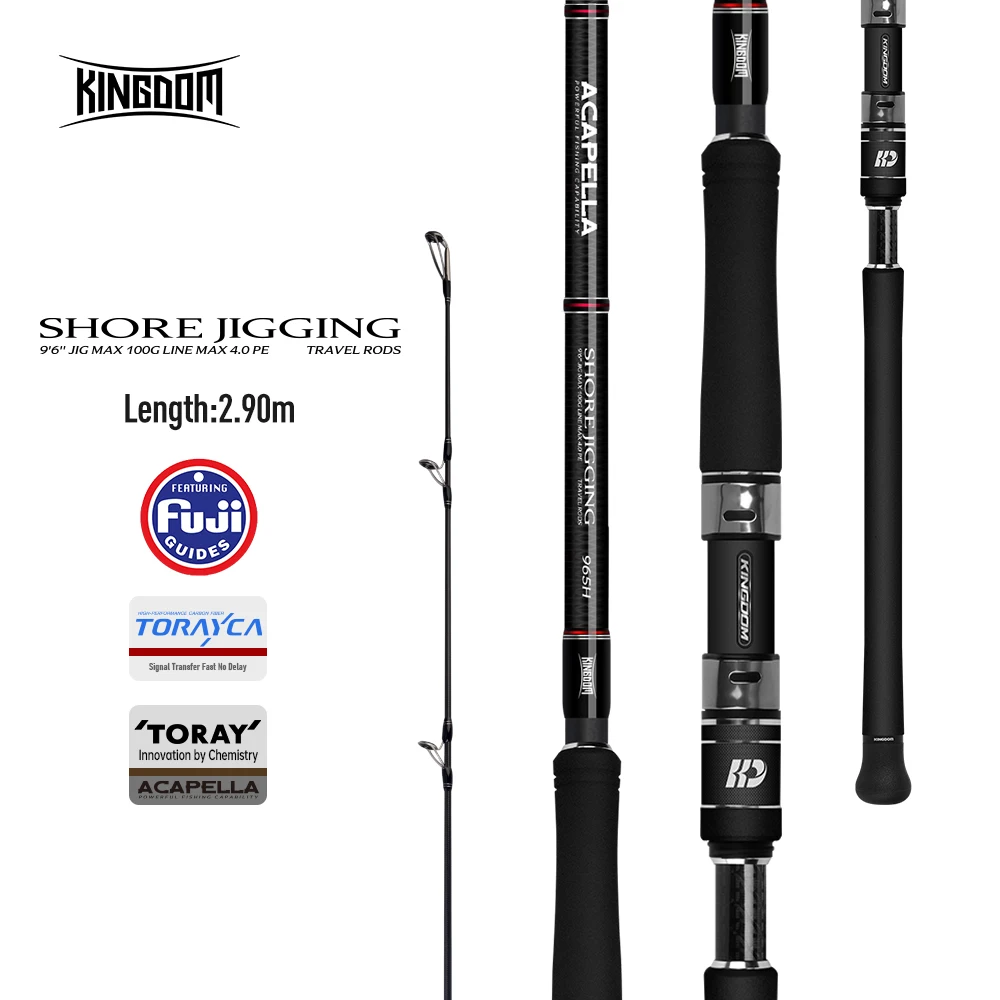 Kingdom Travel Shore Caña jigging con anillas Fuji, acción media-fast - imagen 3