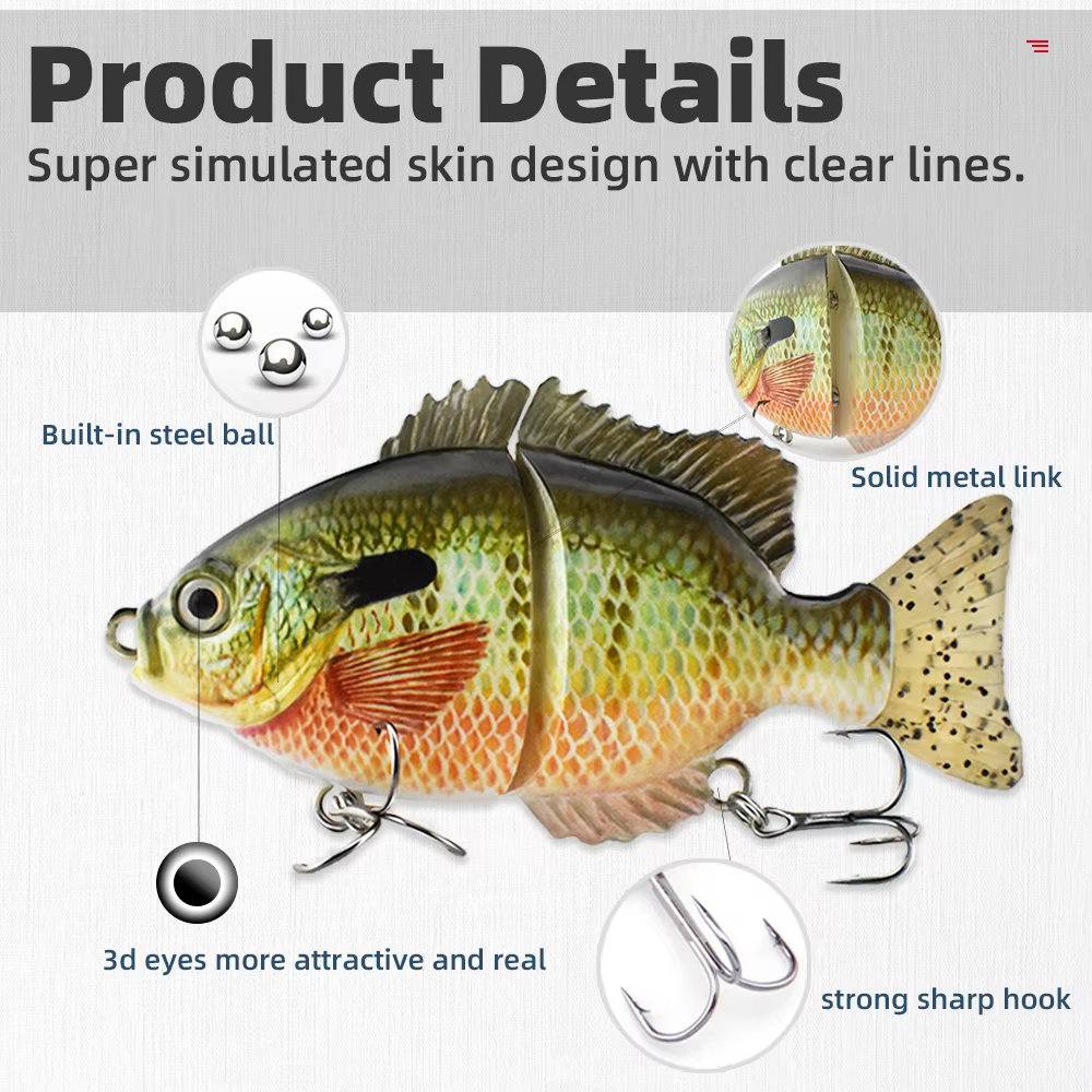Señuelo Glide Bait Bluegill rígido de una sola pieza - imagen 5