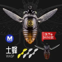 Cicada Popper topwater con alas suaves y anzuelos Mustad