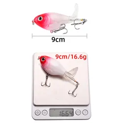 Whopper Popper Topwater para lubina: señuelo de cola giratoria