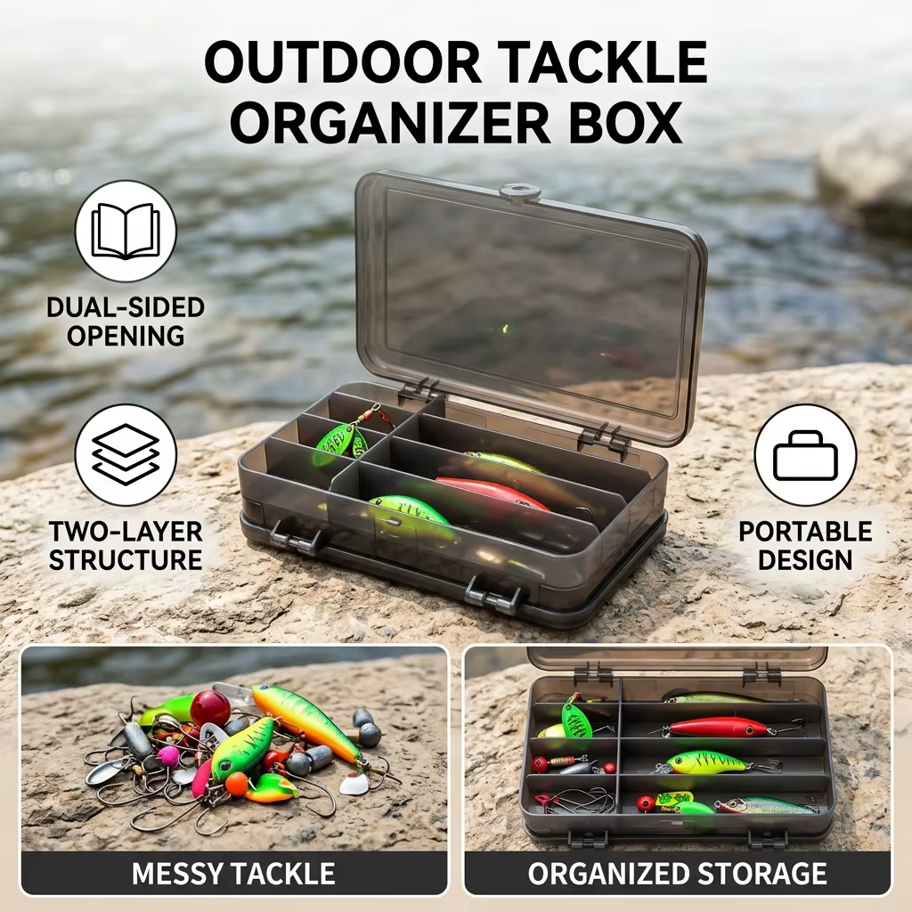 Caja de aparejos de pesca con tapa transparente – Organizador portátil - imagen 3