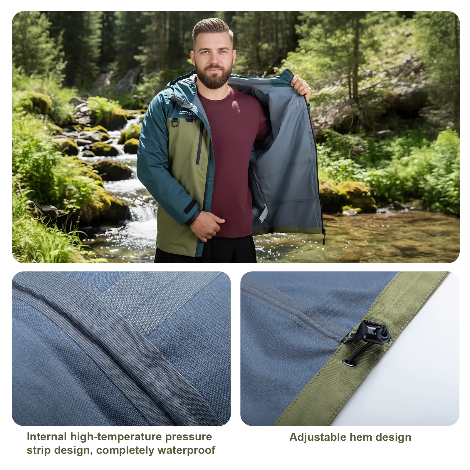 Chaqueta de Pesca Goture Impermeable con Bolso para Móvil - imagen 2