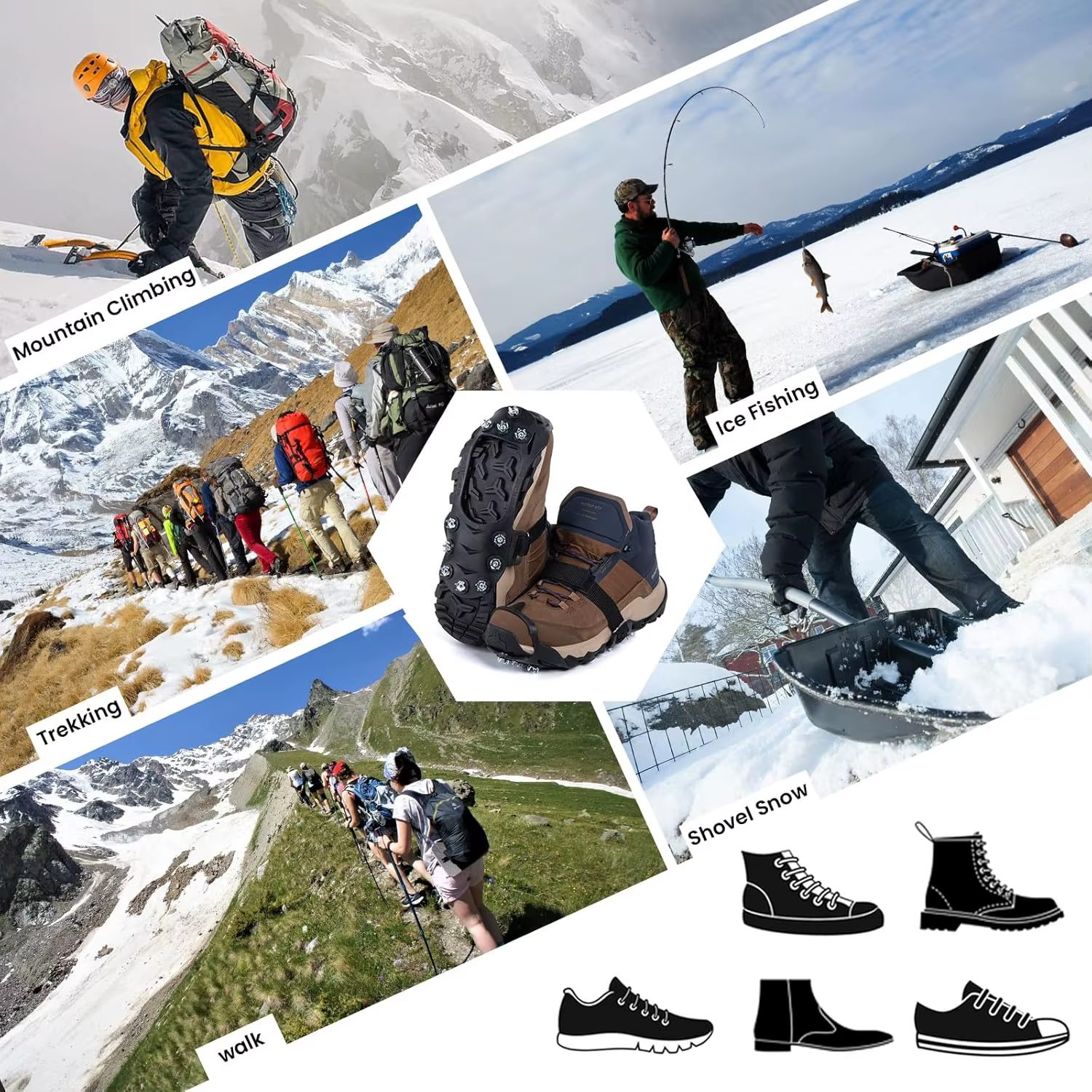 Crampones Antideslizantes de Acero para Senderismo y Pesca en Hielo - imagen 5