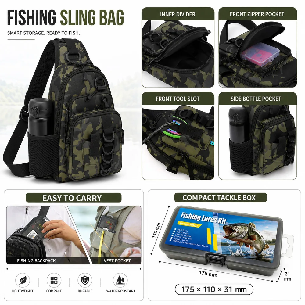 Set de pesca Thornsline con señuelos, anzuelos y spinners para agua - imagen 5