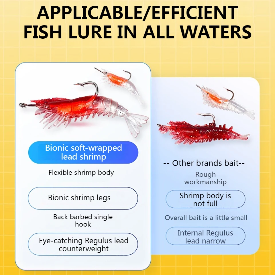 WALK FISH Cebo camarón biomimético con anzuelo para pesca marina