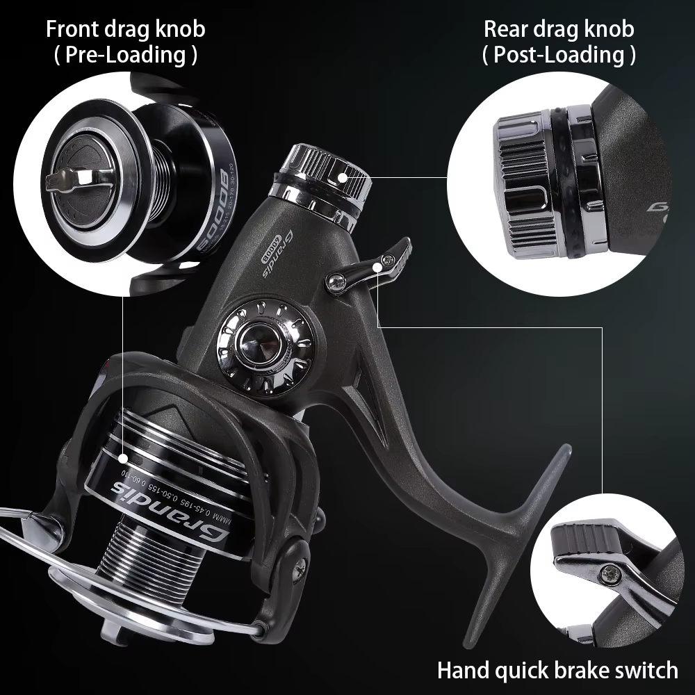 Mifine Grandis Carrete Giratorio – Arrastre para Pesca de Carpas - imagen 4