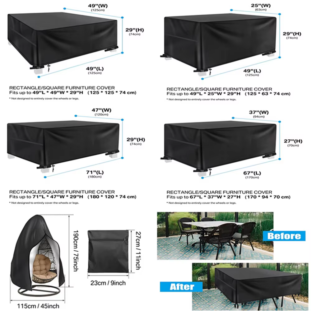 Cubierta para muebles de jardín 600D Oxford Impermeable y UV