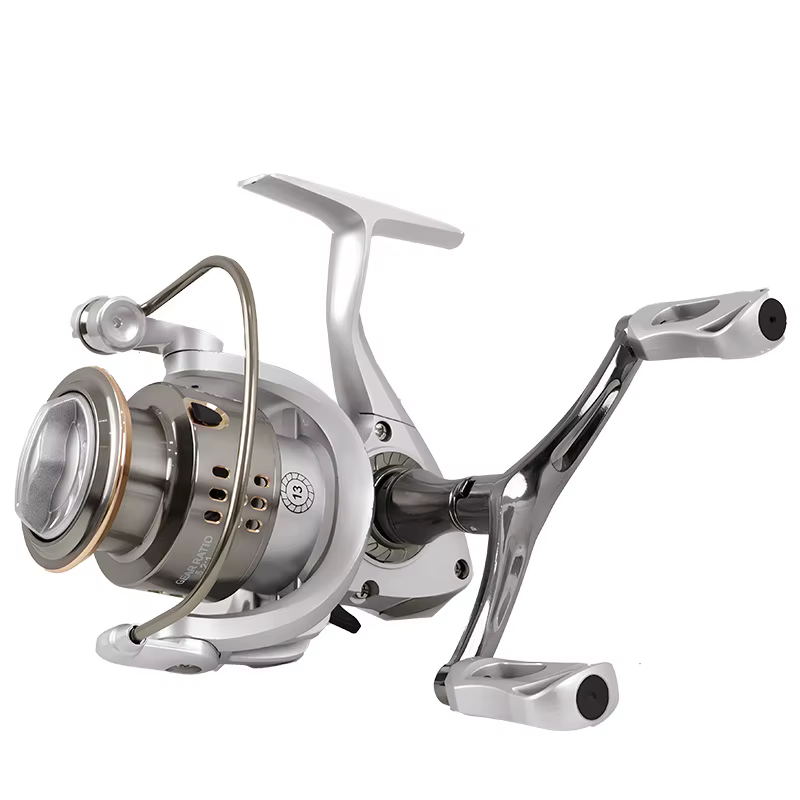 Carrete de pesca giratorio 5.2:1 14LB arrastre máximo CNC doble brazo