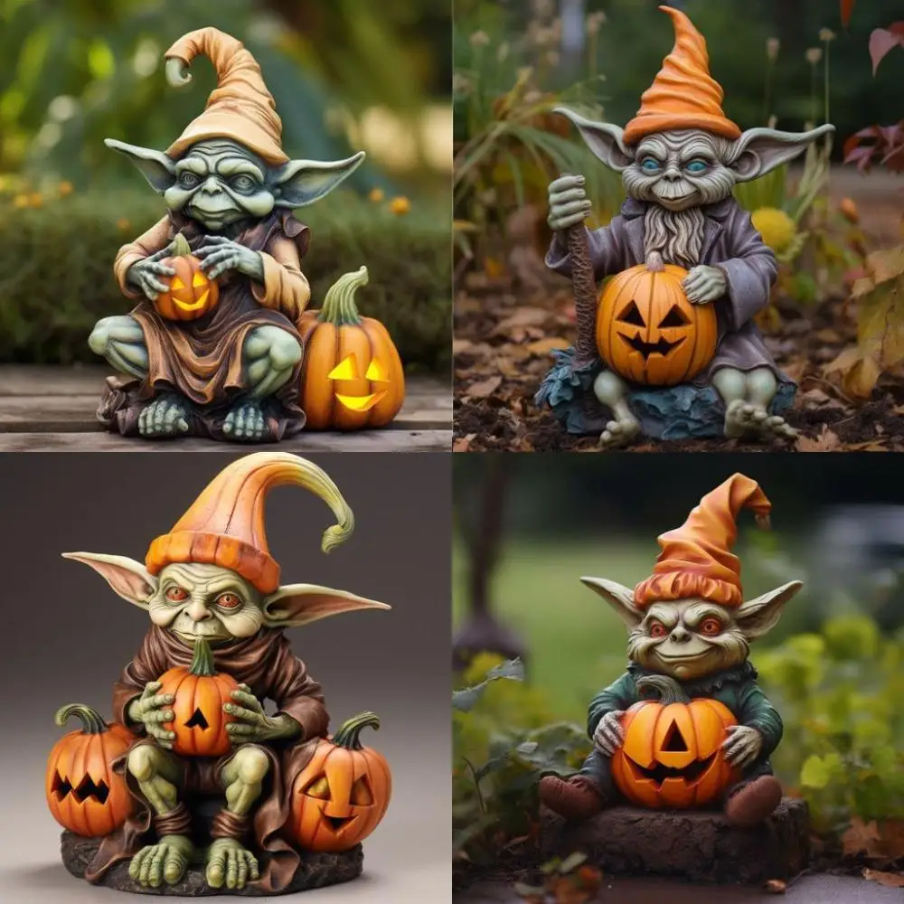 Estatua resina calabaza fantasma Halloween: adorno lindo - imagen 3