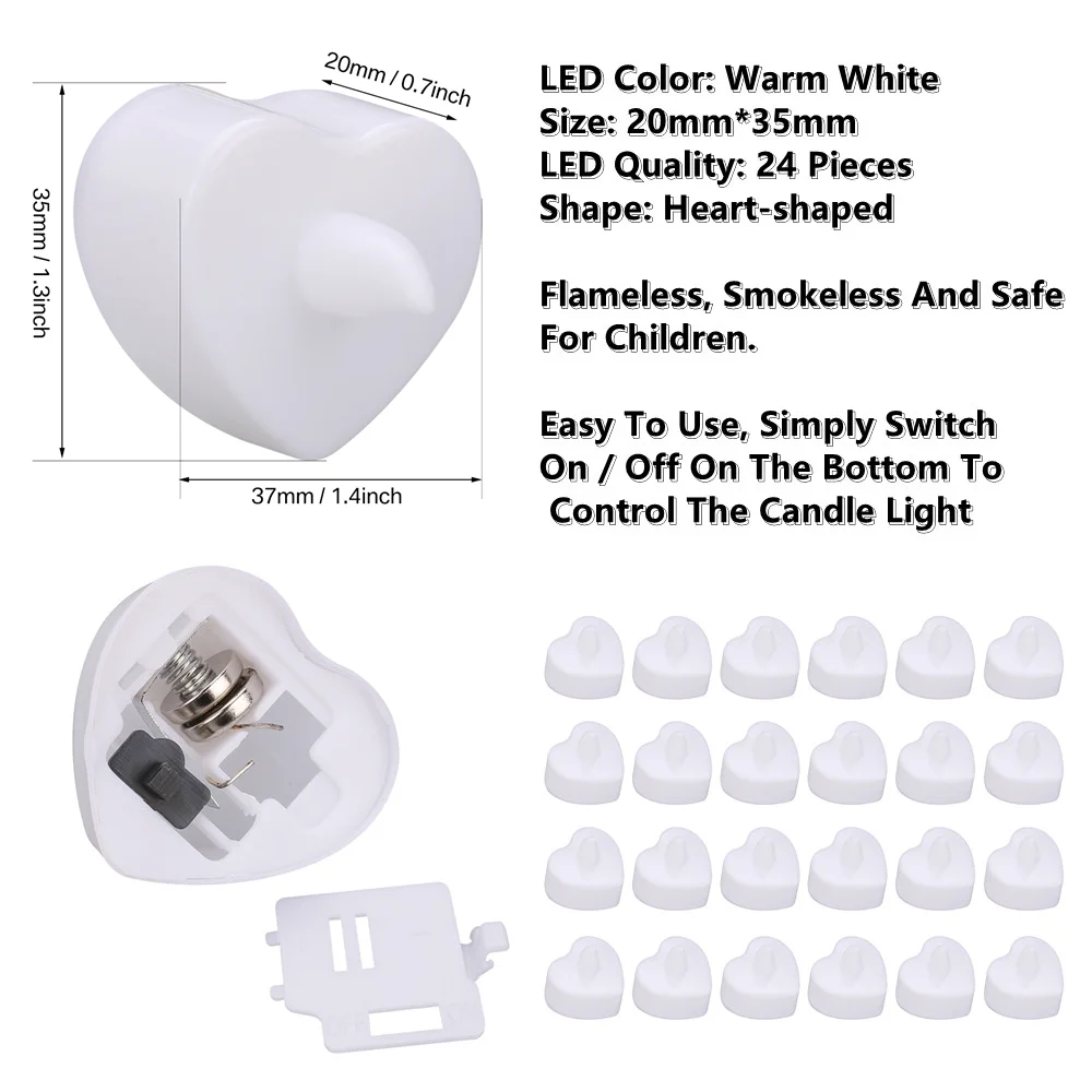 Vela LED sin llama forma de corazón